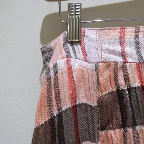FREE PEOPLE Bordeaux Plaid Maxi Skirt in Pink Peach Grunge Boho Punk Peasant NWT - Picture 5 of 14